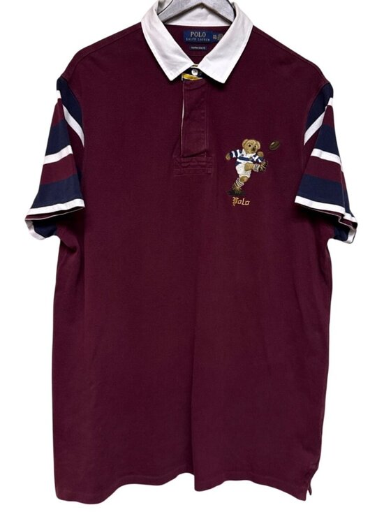 Polo Ralph Lauren Other - Polo Ralph Lauren Polo Bear Rugby Polo Shirt Mens XXL Football Bear Burgundy